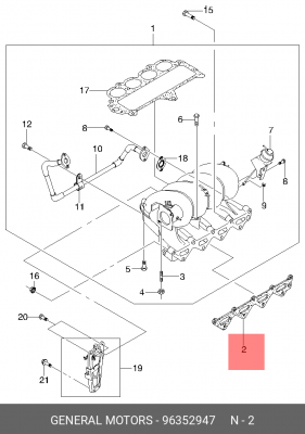 Прокладка коллектора DAEWOO Nexia (16V) выпускного OE 96352947 GENERAL MOTORS