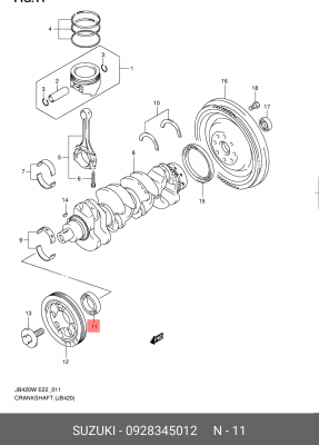 Сальник коленвала передний SUZUKI 09283-45012 09283-45012 SUZUKI