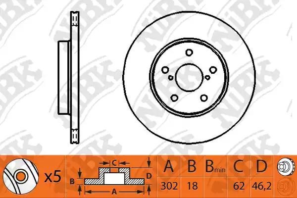 Диск тормозной TOYOTA Rav 4 (94-) передний (1шт.) NIBK RN1120 NIBK