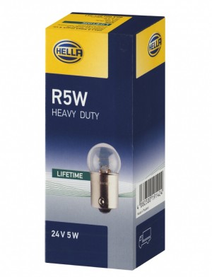 лампа накаливания !24V 5W R5W BA15s  Iveco, MB, MAN, Scania, DAF, RVI, Volvo 8GA002071-261 HELLA