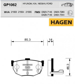Колодки тормозные дисковыеKIA Cerato 1.6/2.0CRDi 04 GP1062 GP1062 SANGSIN