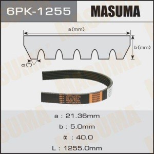 ремень поликлиновой!\ Hyundai ix20/ix35/i20/i30/i40/Solaris, KIA Ceed/Cerato 1.4 6PK-1255 MASUMA