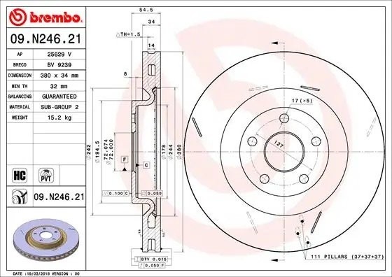 Диск тормозной 09.N246.21 09.N246.21 BREMBO