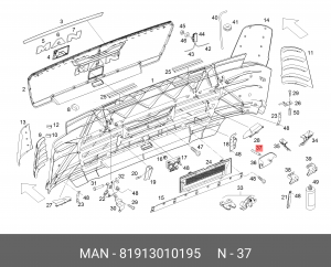 Штифт MAN облицовки панели капота OE 81913010195 MAN