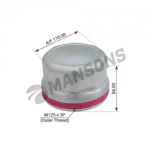 Колпак ступицы колеса BPW (125х3мм) (резьба снаружи) (10;11;12T)(SW110мм) MANSON 300077 MANSONS