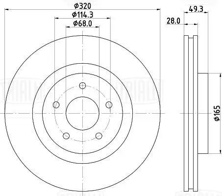 Диск торм. для а.м Nissan Murano 14- ,Pathfinder 12- перед. d320 DF 266009 DF 266009 TRIALLI