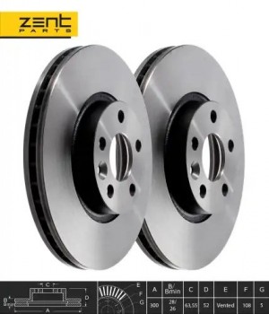 диск тормозной передний! Ford Galaxy/S-max 1.8D-2.5, Volvo S60/S80/XC70 06> Z05984 ZENTPARTS