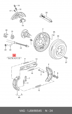 р/к тормозных колодок задних!\ VW Polo Sedan 1.6i 10>, Skoda Octavia 97> 1J0 698 545 VAG