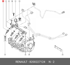 Форсунка ЛАДА Largus RENAULT Logan,Sandero,Kangoo (04-) (1.4/1.6) топливная OE 8200227124 RENAULT