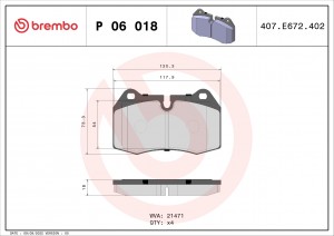 P06018 441 00=FDB998=571852B!колодки дисковые п.\BMW E38 2.8-3.5/2.5TDs 95-01/E3 P06018 BREMBO