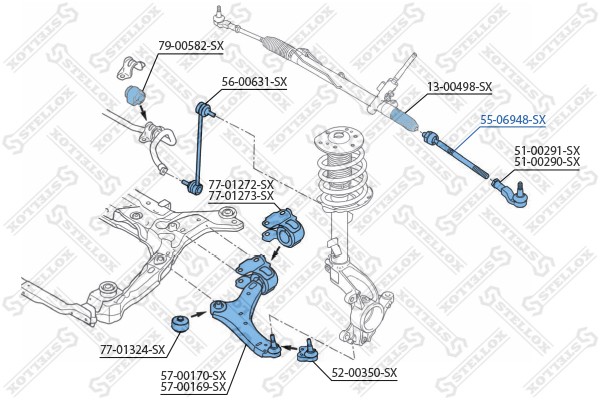 тяга рулевая!\ Ford Mondeo 07> 55-06948-SX STELLOX