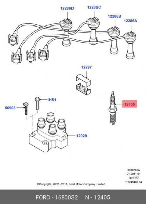 Свеча зажигания FORD Mondeo,Fiesta (08-12) OE 1680032 FORD