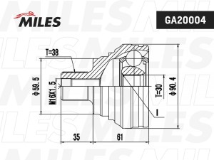 ШРУС наружный AUDI 100 2.0-2.6 90-94 (SKF VKJA5805) GA20004 GA20004 MILES