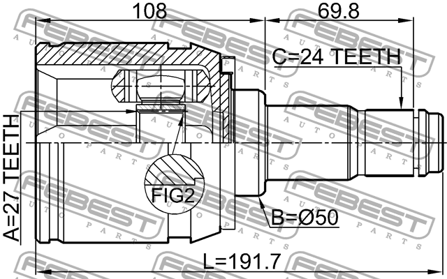 ШРУС внутр правый TOYOTA SIENNA GSL2#,MCL2# 2003.01-2009.12 0111-GSL20LH 0111GSL20LH FEBEST