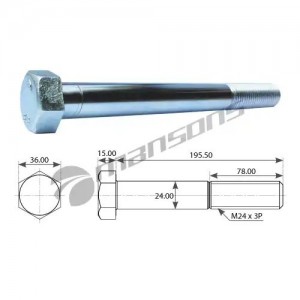 Болт к-кт с гайкой и шайбой М24x3x195/21 SW36 SAF/ROR TRS4733 MANSONS