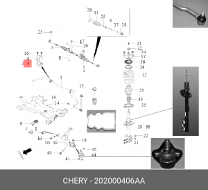 Втулка стабилизатора CHERY Tiggo 7 переднего правая OE 202000406AA CHERY