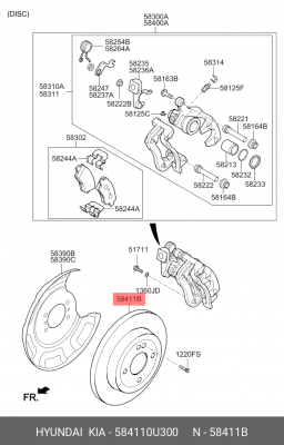ДИСК ТОРМОЗНОЙ ЗАДНИЙ 58411-0U300 58411-0U300 HYUNDAI KIA