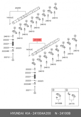 Вал распределительный HYUNDAI Porter 2 (07-),Starex H-1 (07-) левый OE 241004A200 HYUNDAI KIA