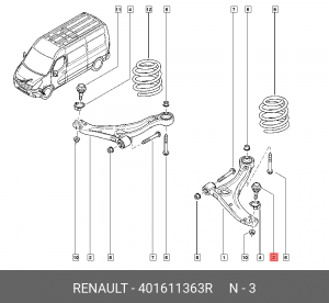 опора шаровая левая!\ Opel Movano B, Renault Master 10> 401611363R RENAULT
