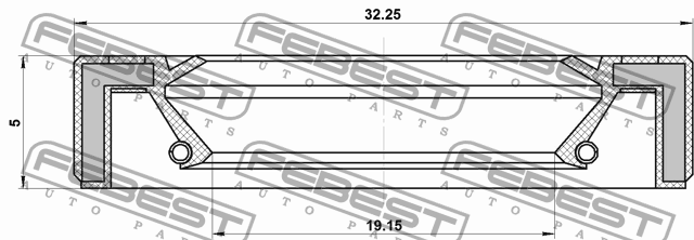 САЛЬНИК МАСЛЯНОГО НАСОСА 19.15X32.25X5 подходит для TOYOTA CRESTA GX90,JZX9#,LX9 95GAY-21320505R FEBEST