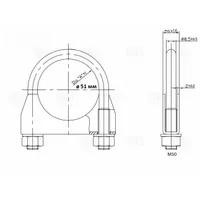 Хомут глушителя U-образный D51 мм стремянка нерж. сталь 304 SS UC 51 SS UC51SS TRIALLI