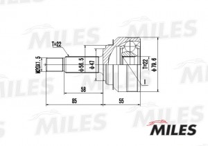 ШРУС наружный SKODA FELICIA/VW CADDY 1.3-1.9D 94-01 (GKN 303001) GA20414 GA20414 MILES