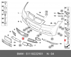 Клипса BMW OE 51118222901 BMW