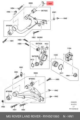 гайка накидная! M16\ Land Rover Discovery IV 10-16 RYH501060 LAND ROVER