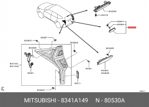 Фонарь освещения знака номерного MITSUBISHI Pajero (08-14) OE 8341A149 MITSUBISHI