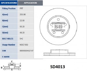 Диск тормозной передний TOYOTA PRIUS 1.5 03-09 SD4013 SD4013 SANGSIN
