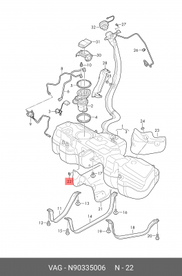 клипса!\ Audi A3 1.6/1.8/1.9TDi/A4 00-07, Ford Focus03-08 N 903 350 06 VAG