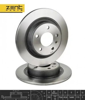 диск тормозной задний Z06168 ZENTPARTS