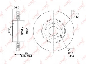диск тормозной! передний\ MB W211/S211 1.8/2.6/2.2-3.2CDi 02> BN-1082 LYNXAUTO