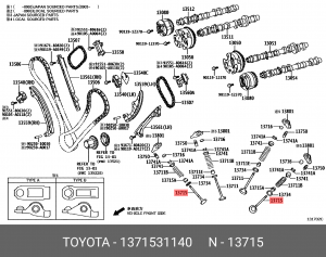 Клапан выпускной 13715-31140 13715-31140 TOYOTA