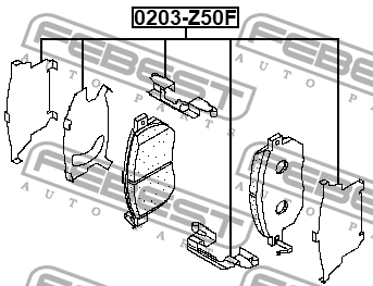 Комплект монтажный для дисковых колодок INFINITI G35/37/25 SEDAN 2006-2013 0203- 0203-Z50F FEBEST