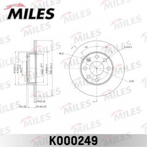 Диск тормозной передний не вентилируемый OPEL ASTRA H 1.6 04-/CORSA 82-93/KADETT K000249 MILES