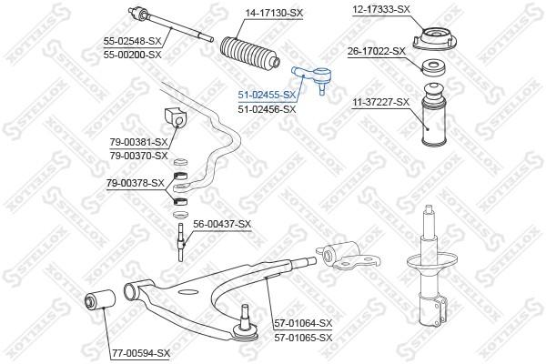 наконечник рулевой левый!\ Daihatsu Gran Move all 96-98 51-02455-SX STELLOX