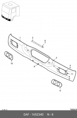 пистон! крепления номерного знака \DAF 1652340 DAF