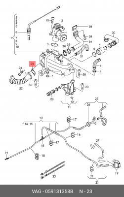 Прокладка AUDI A4,Avant (08-12) патрубка турбокомпрессора OE 059 131 358 B VAG