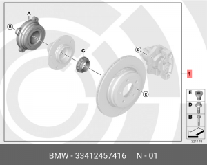 ступица в сборе с подшипником передняя!\ BMW F07/F10/F01/F02/F03/F04/F25 09> 33 41 2 457 416 BMW