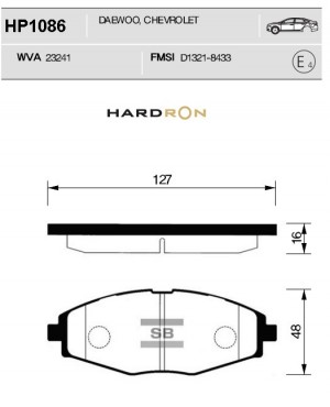 Колодки тормозные DAEWOO Nexia,Matiz CHEVROLET Lanos,Spark передние (4шт.) HARDR HP1086 SANGSIN