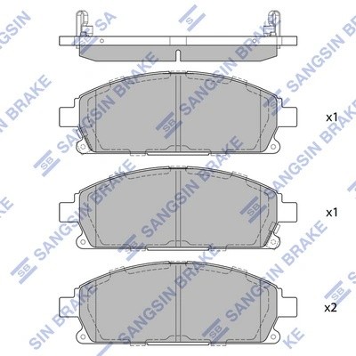 Колодки тормозные NISSAN X-Trail (T30),Pathfinder (R50) передние (4шт.) SANGSIN SP1365 SANGSIN