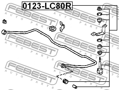 Тяга стабилизатора задняя TOYOTA LAND CRUISER 100 0123-LC80R 0123-LC80R FEBEST