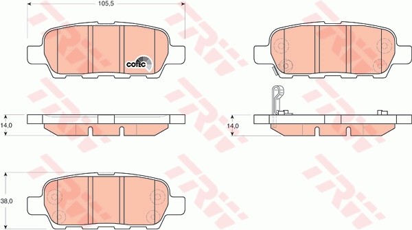 Колодки задние INFINITI EX, FX, G, M, NISSAN QASHQAI, MURANO (Z50, Z51) GDB3294 GDB3294 TRW