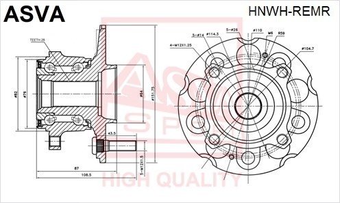 Ступица HONDA CR-V (07-) задняя с подшипником ASVA HNWH-REMR ASVA
