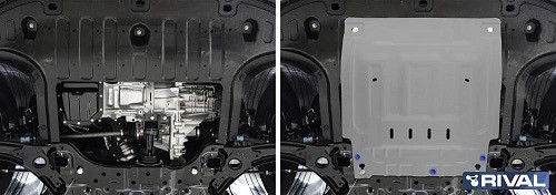 защита картера и КПП!алюминий 3 мм\Hyundai Creta II 1.6, 2.0 FWD 21> 333.2392.1 RIVAL