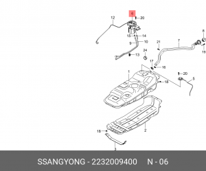 Датчик уровня топлива SSANGYONG Kyron (06-),Actyon (06-),Actyon Sport (06-) (D20 2232009400 SSANG YONG
