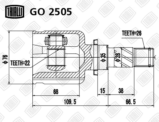 ШРУС внутренний MAZDA 3 (06-) левый TRIALLI GO 2505 TRIALLI