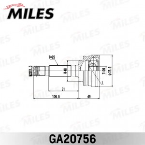 ШРУС наружный задний MITSUBISHI ASX/OUTLANDER 06- GA20756 GA20756 MILES