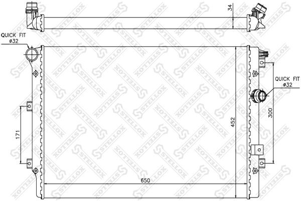 радиатор системы охлаждения!\ VW Tiguan 1.4 FSi 08> 10-25412-SX STELLOX